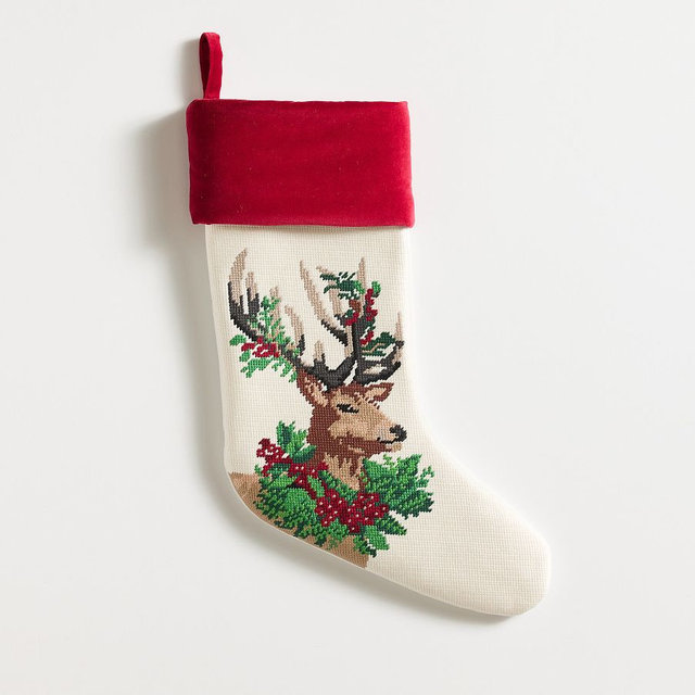 Needlepoint Stocking Medium Reindeer
