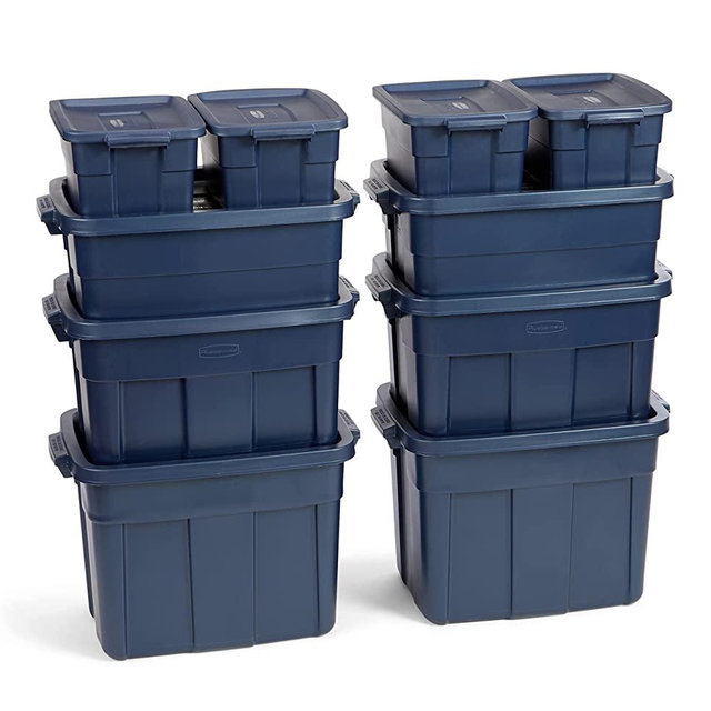 Rubbermaid Roughneck️ Variety Pack Storage Totes, Durable Stackable Storage Containers, Great for Garage Storage, Moving Boxes, and More, 10pk