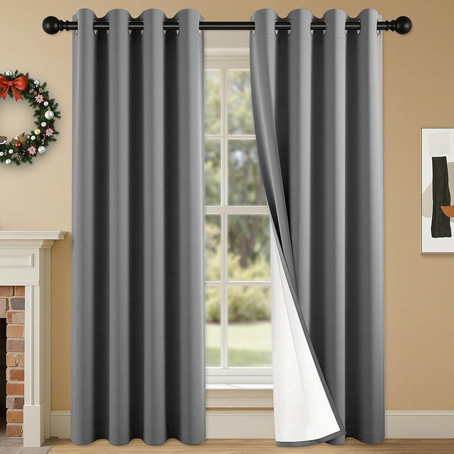 SABALANICA 100% Blackout Curtains 84 Inch Length for Bedroom Living Room, Grommet Thermal Insulated Room Darkening Drapes, Light Blocking Window Treatment Decor, 2 Panels, 54x84, Charcoal Grey