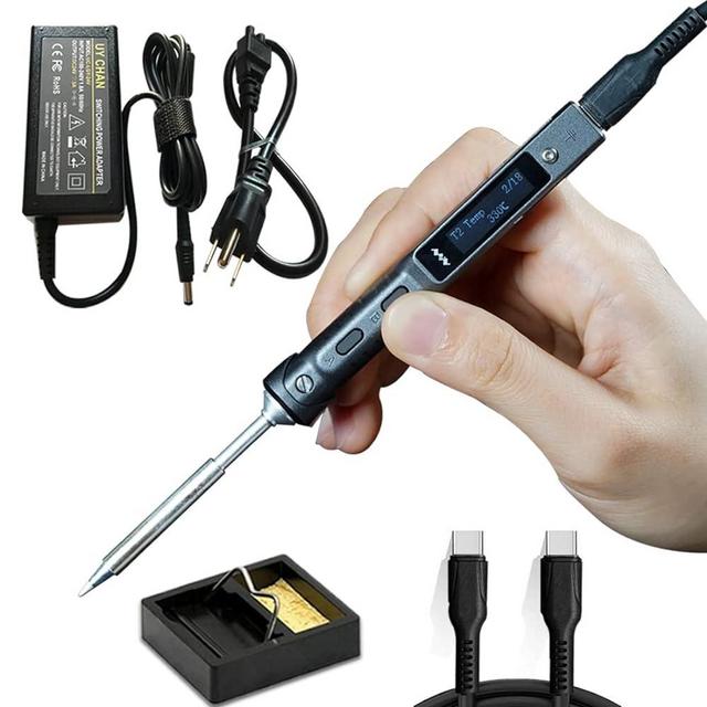 UY CHAN Original TS101 Soldering Iron Station Kit Upgraded from TS100 DC 65W PD 45W Power Programmable Smart Mini Electric Portable Soldering Pen with B2 Solder Tip USB Type C Cable