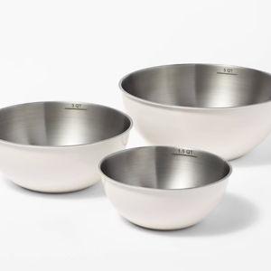 3pc (5qt, 3qt & 1.5qt) Cream Non-Slip Mixing Bowls (no lids) - Figmint™