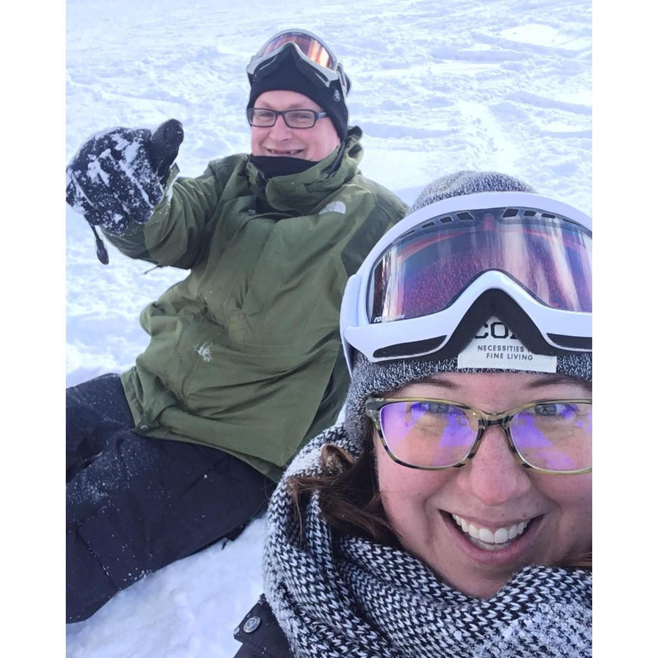 Our first snowboarding experience together at Arapahoe Basin. Chris is a natural!