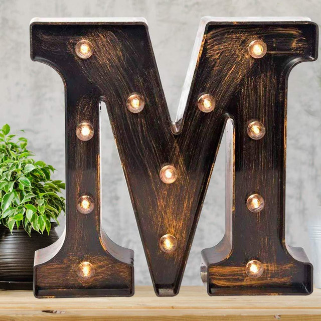 Pooqla Vintage Light Up Marquee Letters with Lights – Illuminated Industrial Style Lighted Alphabet Letter Signs - Coffee Bar Apartment Bedroom Wall Home Initials Decor A-Z
