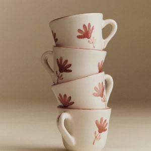 Set of 4 espresso cups - Little Flower - Sienna Pink