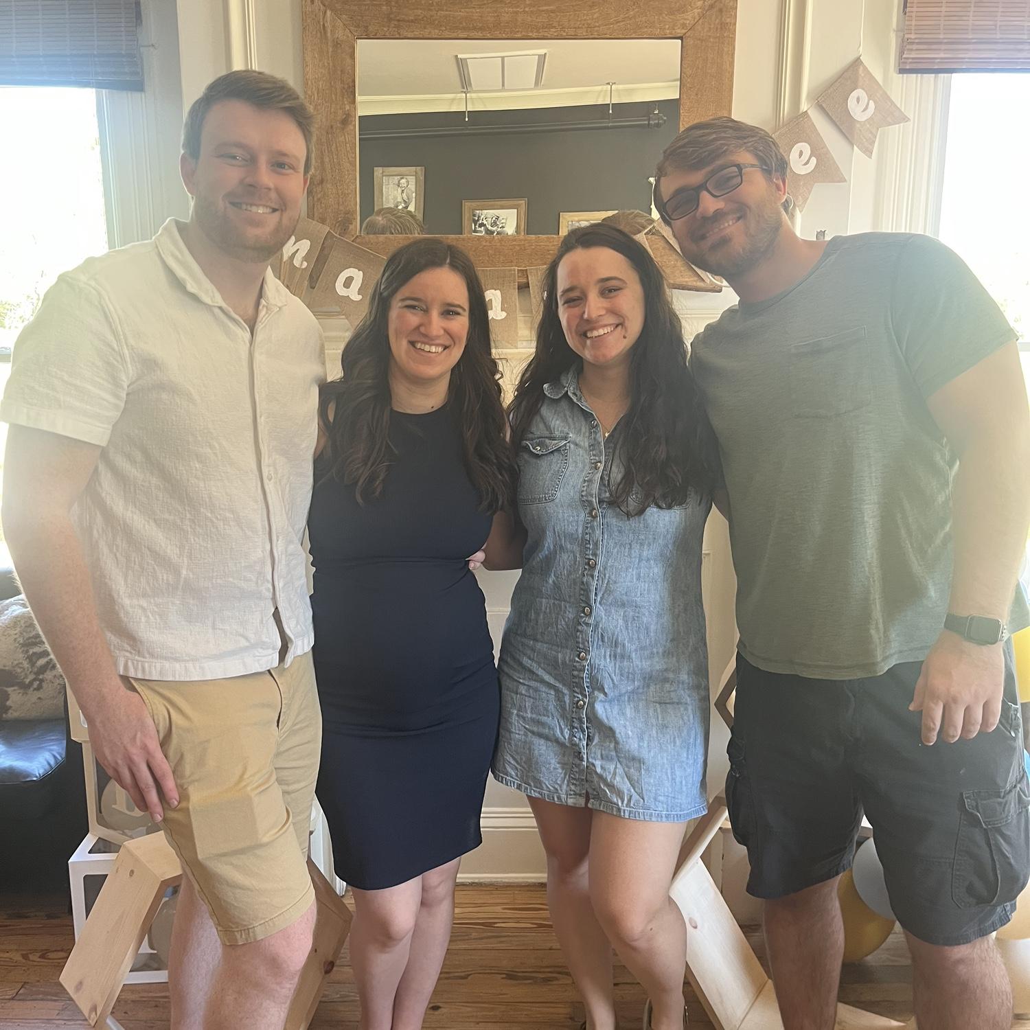 Jen, Zach, Stephanie, and Joel at Stephanie and Joel's baby shower!