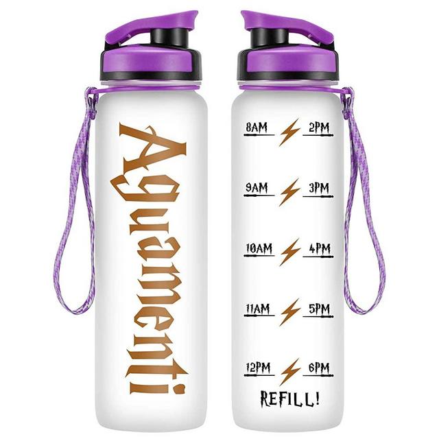 LEADO 32oz 1Liter Motivational Water Bottle w/Time Marker - Aguamenti, HP Merchandise - Funny Fathers Day Gifts, Dad Gifts, Gifts for Men - Funny Potterhead Gifts for Women Friends, Mom, Wife, Husband