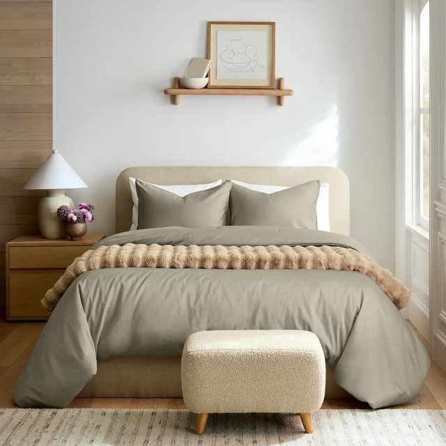 Organic Cotton Sateen Comforter - Dried Sage, Full/Queen