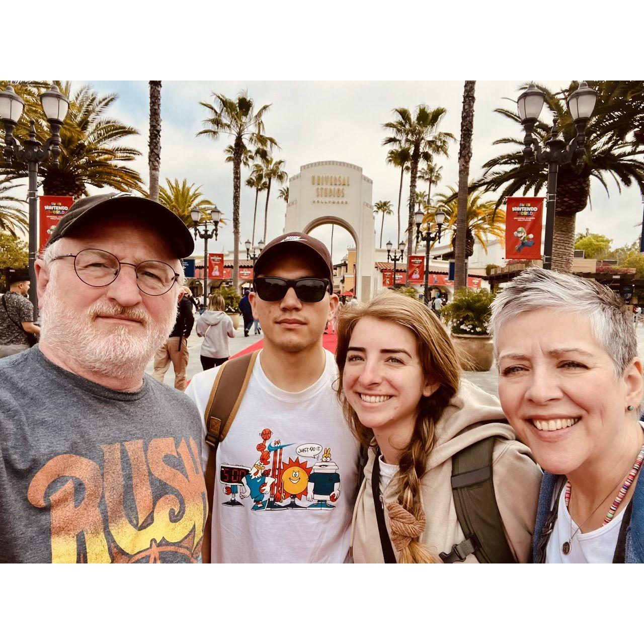 Universal Studios, Hollywood with the mother and father of the bride, Glenn and Laurie Brooks -2023