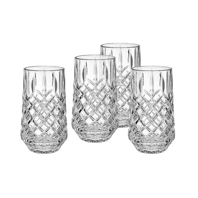 Mikasa Wesley Highball Tumbler Cups, Set Of 4, 12 Ounce, Clear