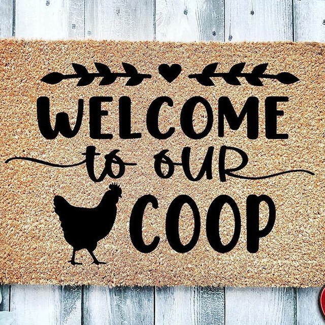 THIYOTA Welcome to Our Coop Chicken Doormat Farm Doormat Welcome Mat Chicken Farmer Door Mat Farm Gift Home Doormat Front Indoor Doormat Floor Mat Easy Clean Shoe Scraper Patio Lawn 18x30 Inch