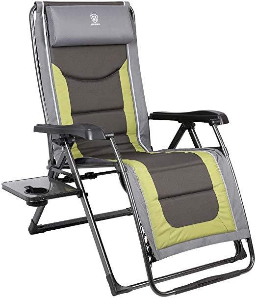 EVER ADVANCED Oversize XL Zero Gravity Recliner Padded Patio Lounger Chair (Olive Green)