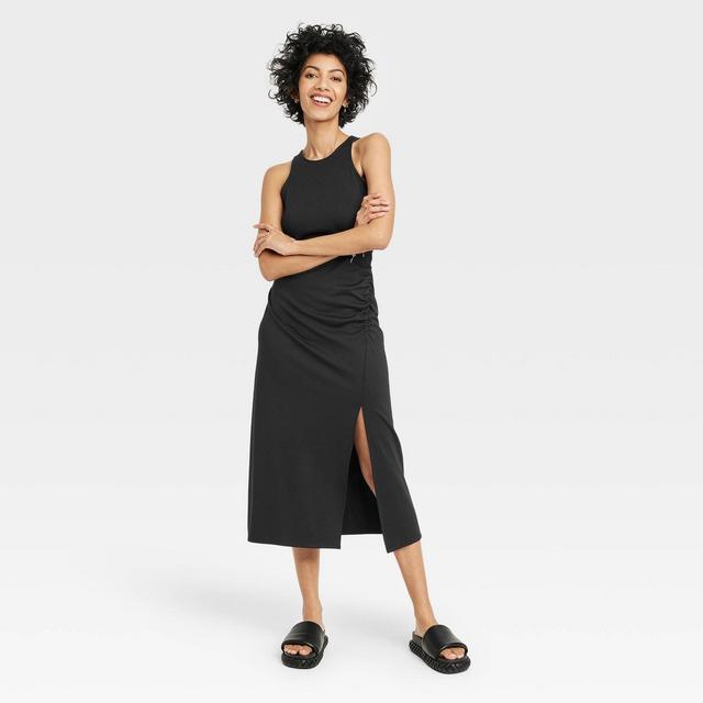 Women's Sleeveless Ruched Ponte Dress - A New Day™ Black XS