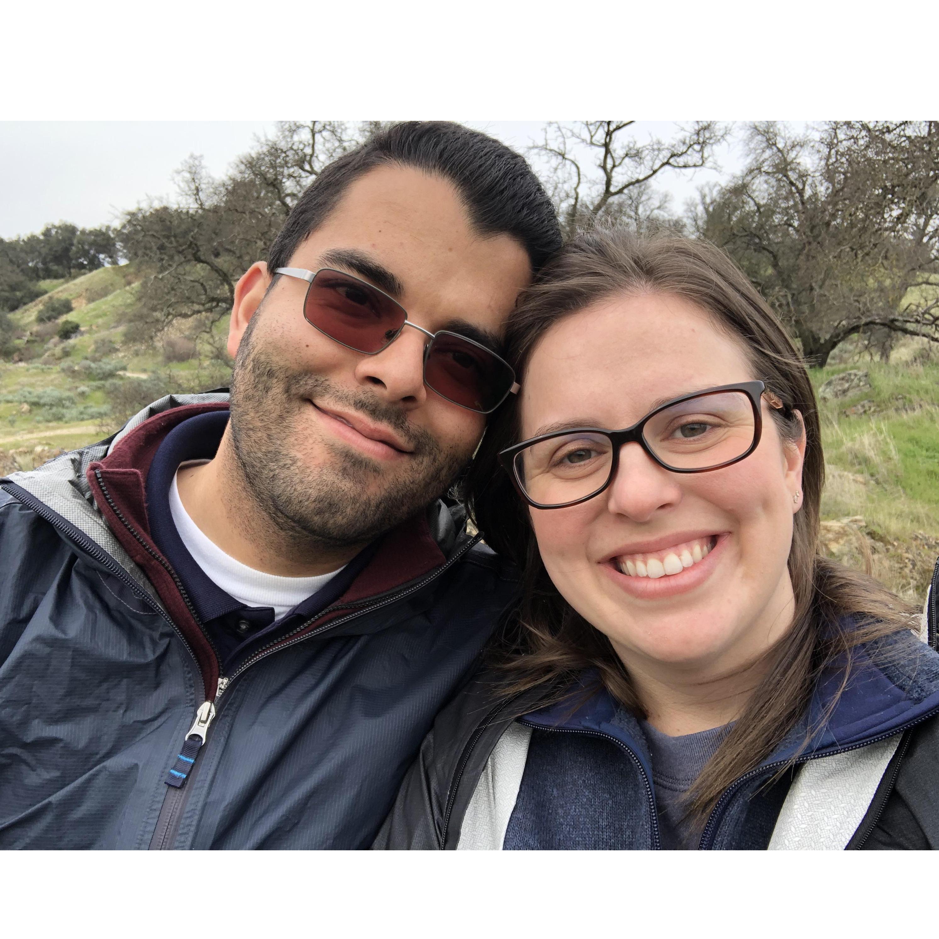 Hiking in Knights Ferry, one of our first dates together