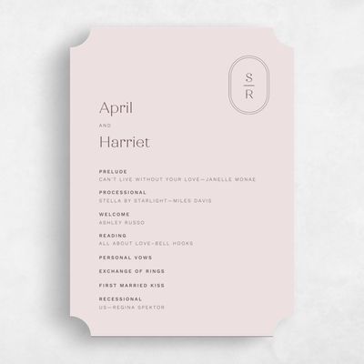 Pink Ticket Wedding Program - Bridgetown