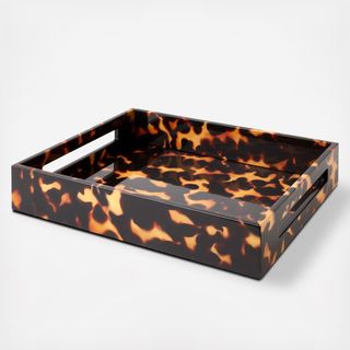Faux Tortoise Shell Lacquered Serving Tray