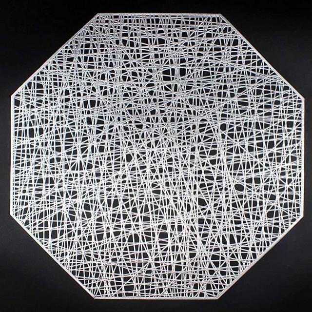 AdasBridal Silver Octagonal Placemats for Dinner Table Set of 6 Vinyl Table Mats for Table Decor Wedding Accent Centerpiece