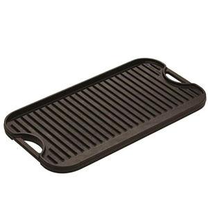 Lodge 20 x 10.44 Inch Pro-Grid Reversible Cast Iron Grill/Griddle – Double Burner Cookware, Pre-Seasoned, Non-Toxic, Made in USA, For Stovetop, Oven, Grill & Campfire