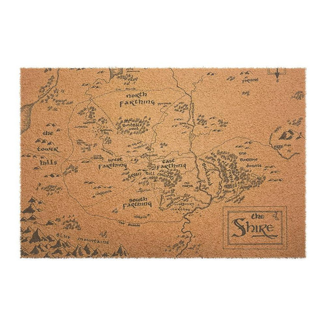Fantasy Map Doormat - Ideal for LOTR Fans, Middle Earth Whimsical Home Decor, Eco-Friendly Coconut Fiber Anti-Slip Mat,