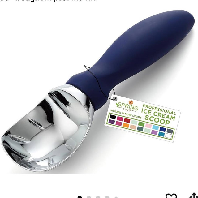 Spring Chef Ice Cream Scoop with Soft Grip Handle, Professional Heavy Duty Sturdy Scooper, Premium Kitchen Tool for Cookie Dough, Gelato, Sorbet, Sapphire
