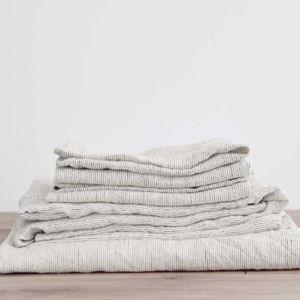 Linen Sheet Set with Pillowcases - Pinstripe