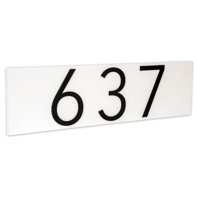Discovered Designs – 20” Custom Address Number Sign - Black or White – Vertical or Horizontal – Made in USA (White 20 inch Horizontal)