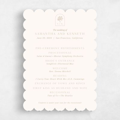 Beige Scalloped Wedding Program - Mapleton