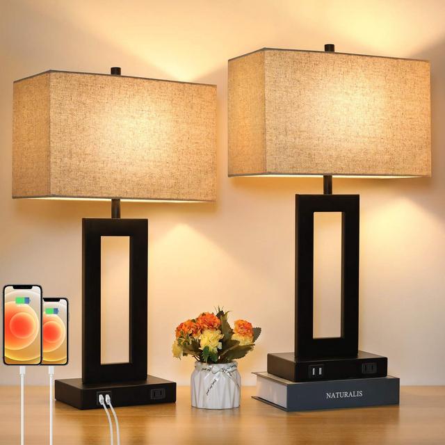Set of 2 3-Way Dimmable Modern Nightstand Lamp Set