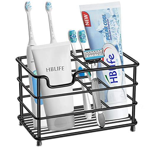 HBlife Electric Toothbrush Holder, Large Stainless Steel Toothpaste Holder Bathroom Accessories Organizer, Black