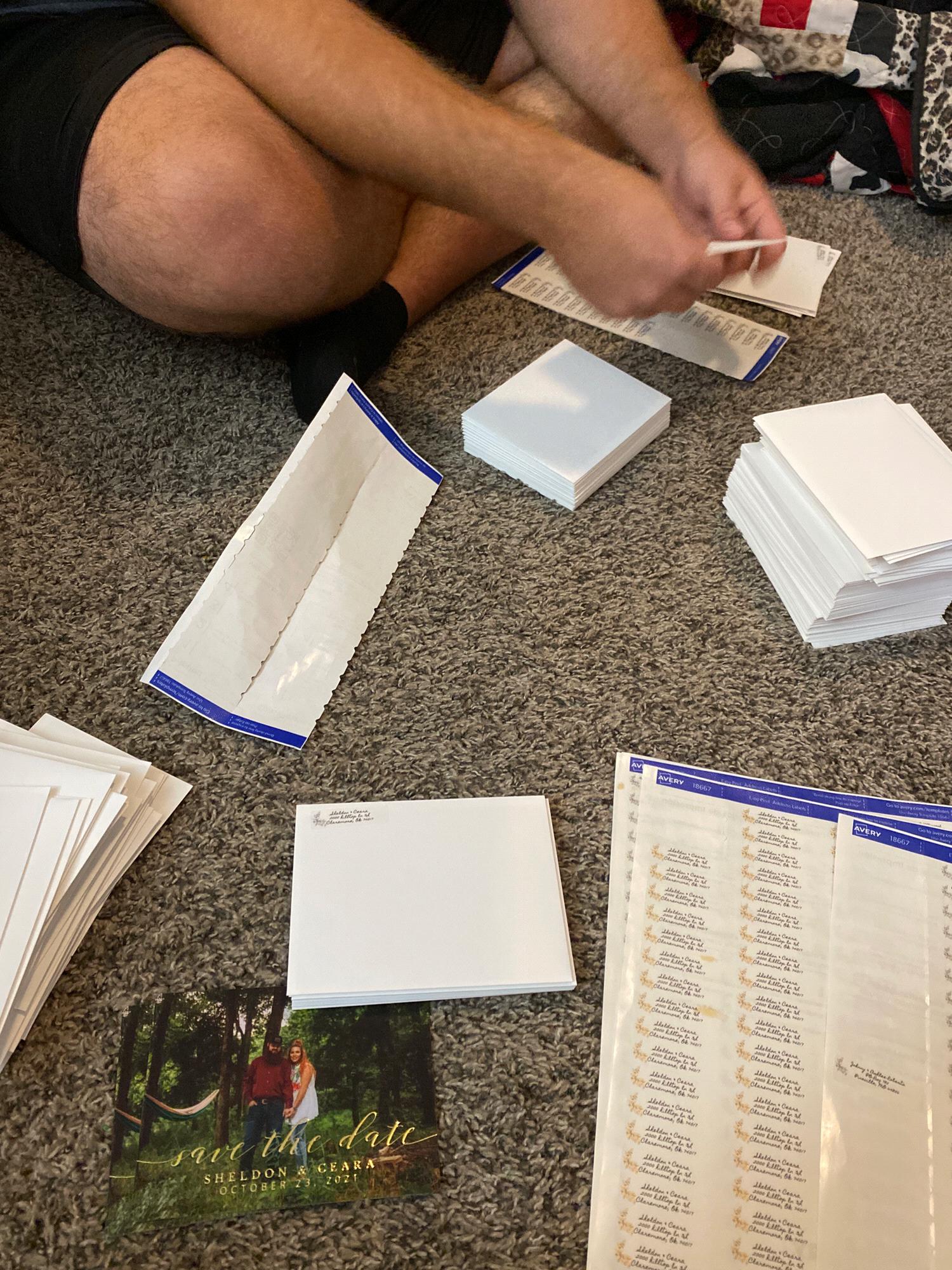 Sheldon loves helping stuff envelopes and stick mailing address stickers🤪