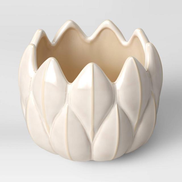 6" Flower Earthenware Planter White Petal - Opalhouse™