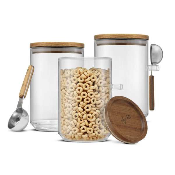 Stackable Glass Storage Canister Set with Scoops