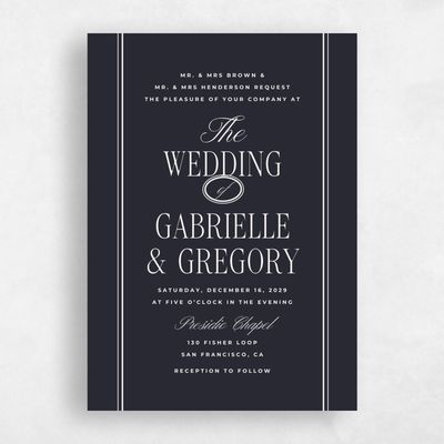 Ebony, Black Wedding Invitation - Querido Portrait
