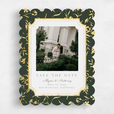 Green Scalloped Wedding Save the Date - Vasara Photo Foil
