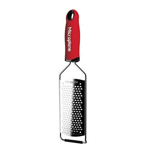 Microplane Gourmet Series Coarse Cheese Grater - Stainless Frame- Made in USA Blade - Red