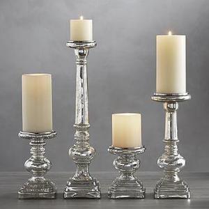 Antique Mercury Glass Pillar Holder (Medium)