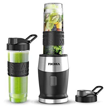 Smoothie Blender, Fochea 500W Personal Blender with BPA-Free Travel Bottles (2 * 20 oz) for Smoothies, Ice and Frozen Fruit