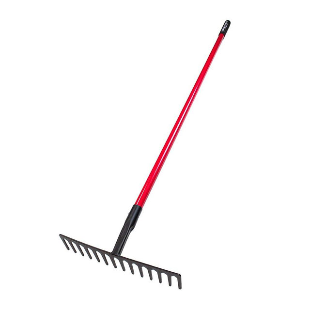 Bully Tools 92301 7 Gauge 16" Level Head Rake with Fiberglass Handle, 66"