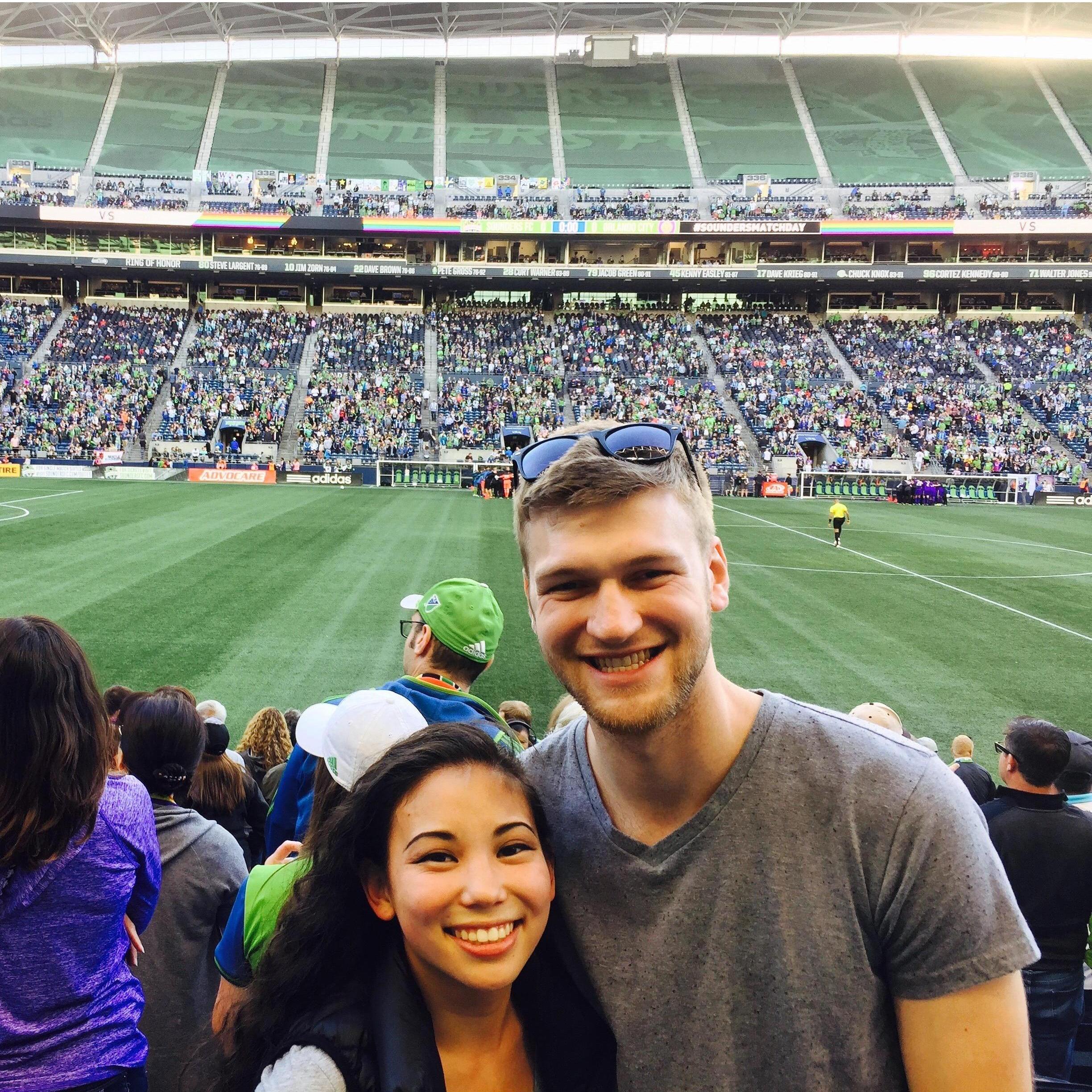 Supporting the Seattle Sounders soccer team at CenturyLink field
