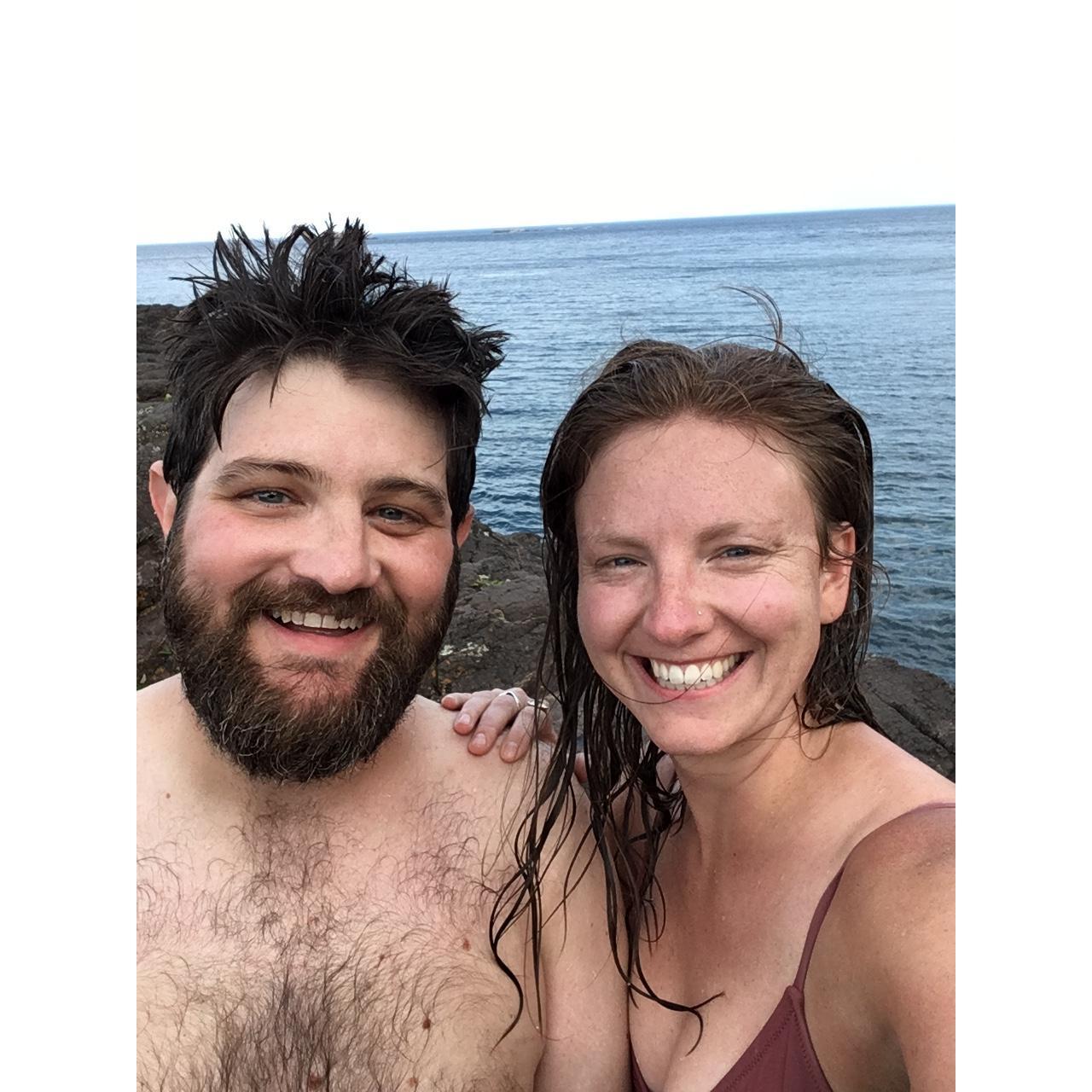 One of Amelia's fave spots in Upper Michigan - drove through after Blissfest to go cliff jumping into Lake Superior. Shocking to the system but feels so refreshing - Blake says he would go again :)