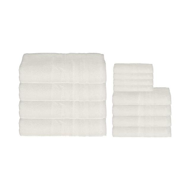 Mosobam 700 GSM Luxury Bamboo Viscose 12pc Large Oversized Bathroom Set, White, 4 Bath Towels 30X58 4 Hand Towels 16X30 4 Face Washcloths (Wash Cloth) 13X13, Turkish Towel Sets, Quick Dry