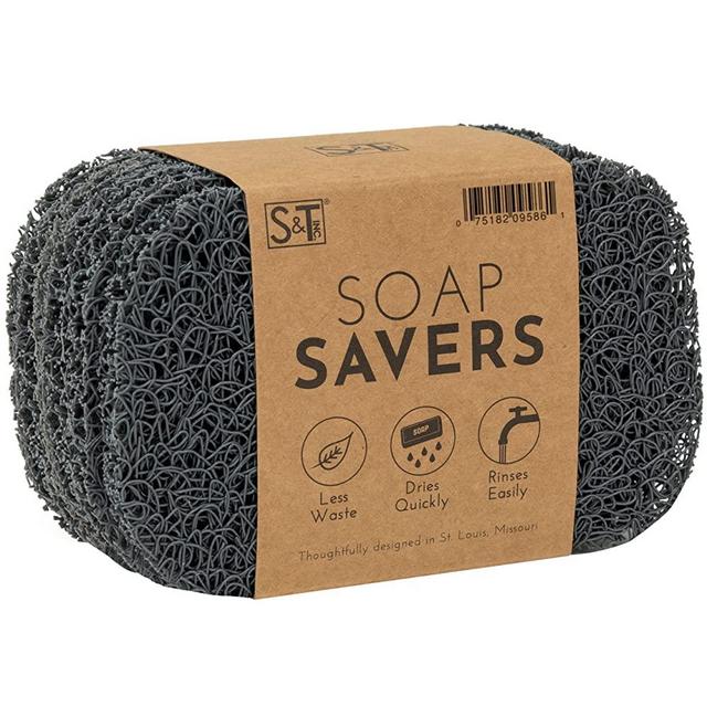 S&T INC. BPA-Free Soap Savers for Kitchen and Bathroom, 2.9 Inch x 4.4 Inch, Dark Grey, 6 Pack