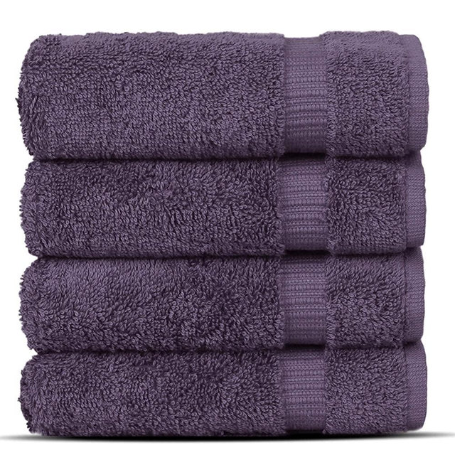 Chakir Turkish Linens Hotel & Spa Quality, Highly Absorbent 100% Cotton Turkish Washcloths (4 Pack, Plum)