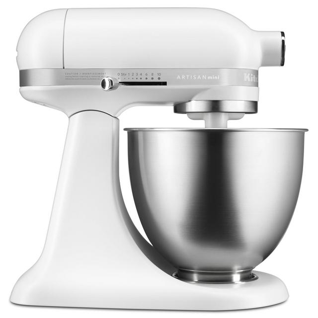 KitchenAid KSM3311XFW Artisan Mini Series Tilt-Head Stand Mixer, 3.5 quart, Matte White