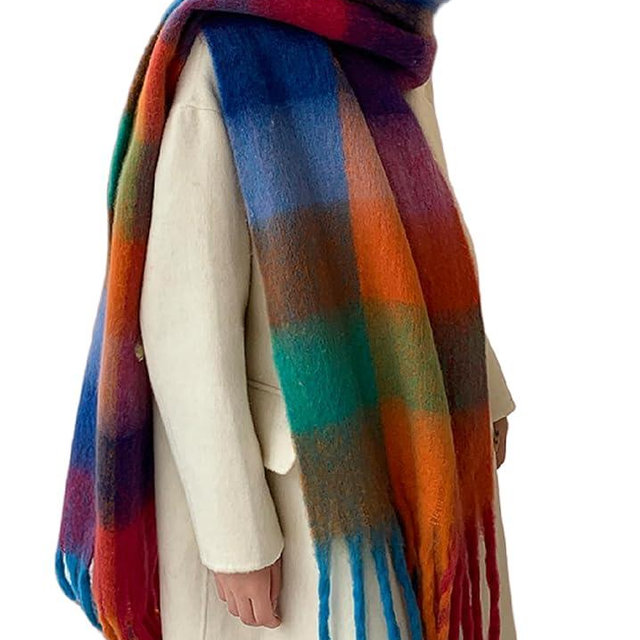 Wander Agio Winter Women Warm Scarf Long Shawl Large Scarves Cold Weather Thick Blanket Scarfs Colorful Plaid