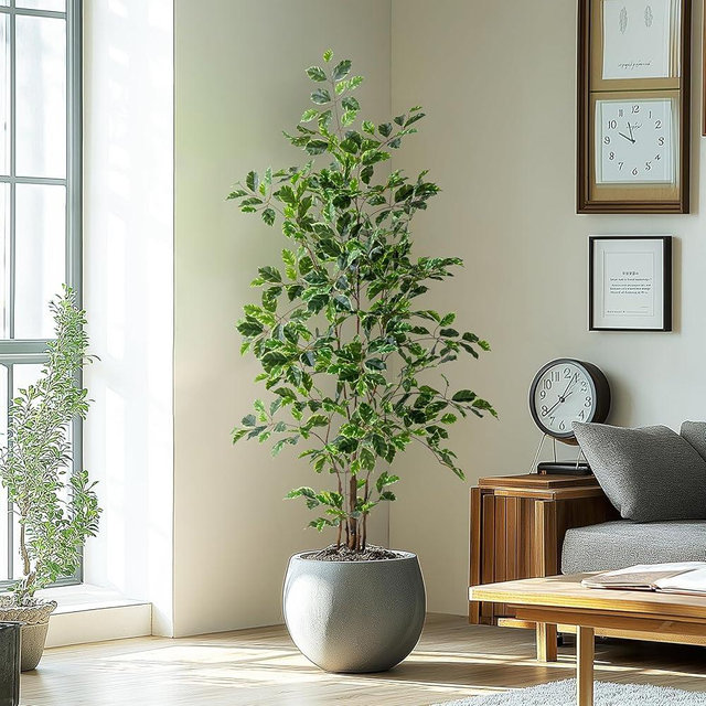 Bailikang 5FT Artificial Ficus Tree-Artificial Plants Indoor,Faux Tree,Tall Fake Plants Indoor Fake Tree Artificial Trees for Home Decor Indoor,Living Room Corner Decor