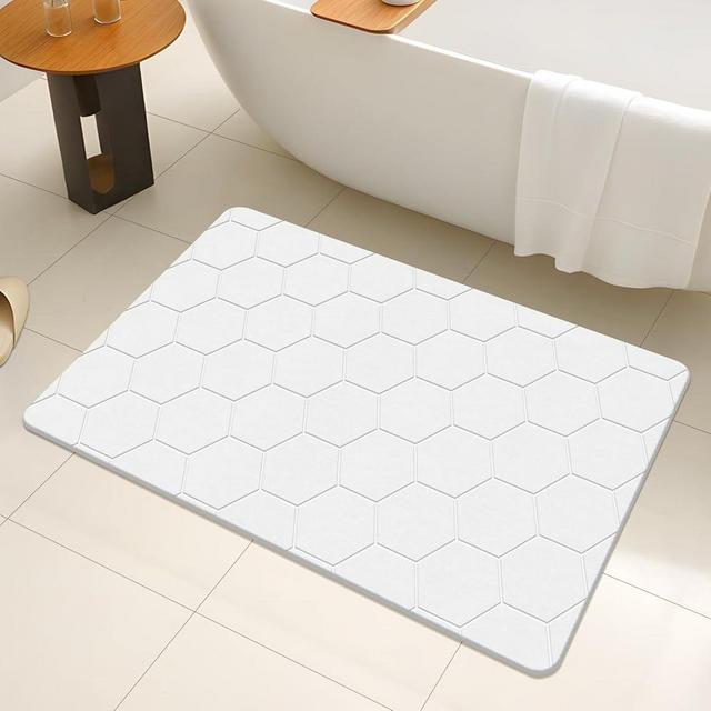 THMINS Extra Large Stone Bath Mat, 32''x20'' Non-Slip Diatomaceous Earth Stone Bath Mat, Super Absorbent Quick Drying for Bathroom/Kitchen, Easy to Clean