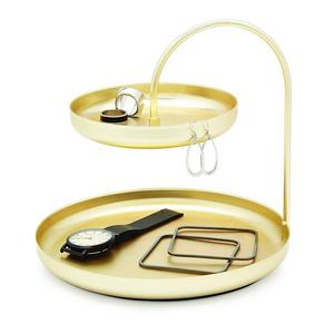 Umbra Poise Large Jewelry Tray, Double Jewelry Tray, Attractive Jewelry Storage You Can Leave Out, Two-Tiered Jewelry Tray, Matte Brass Finish