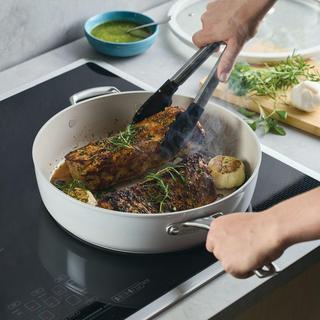 Halo Ceramic with LaserDefense Nonstick Saute Pan with Lid & Helper Handle