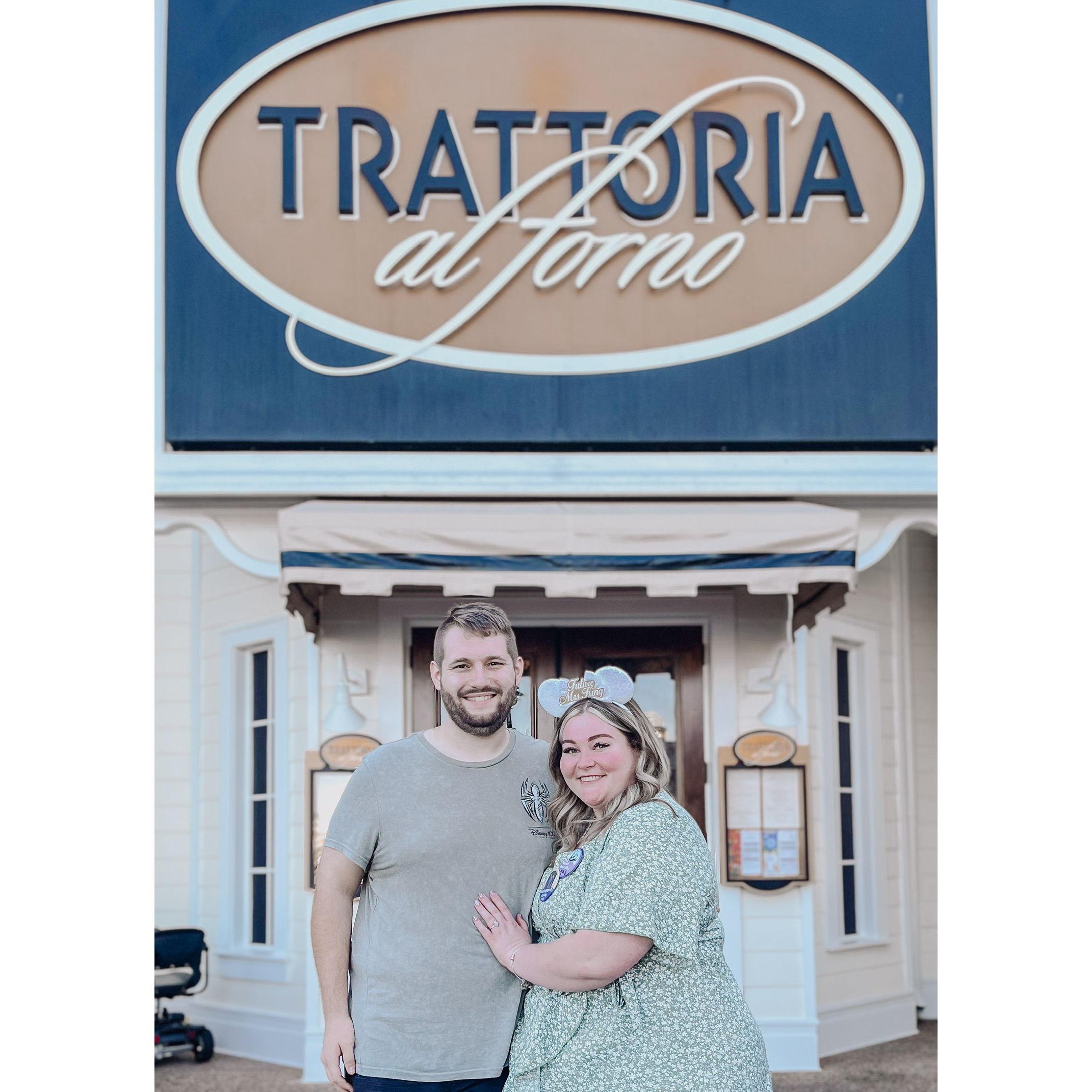 The "morning after" (at Trattoria al Forno at Disney's Boardwalk) for our engagement brunch!