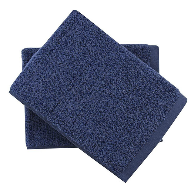 Everplush Diamond Jacquard Bath Towel Set, (Pack of 2) (30 x 56 in), Navy Blue 2 Count